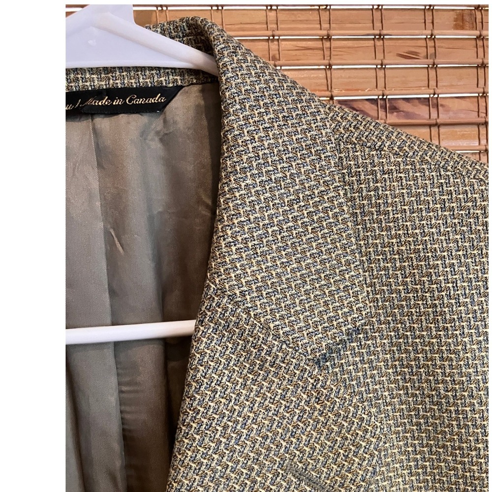 Jack Victor Montreal Mens 41R Wool Blazer Tan Brown Basketweave Coat Canada